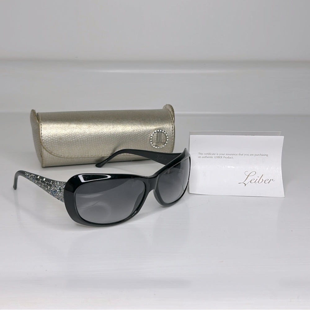 Judith Leiber Black Sunglasses with Silver Detail